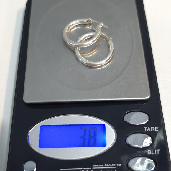 Sterling Silver Simple Hoop Earrings A1541 - Picture 6 of 6